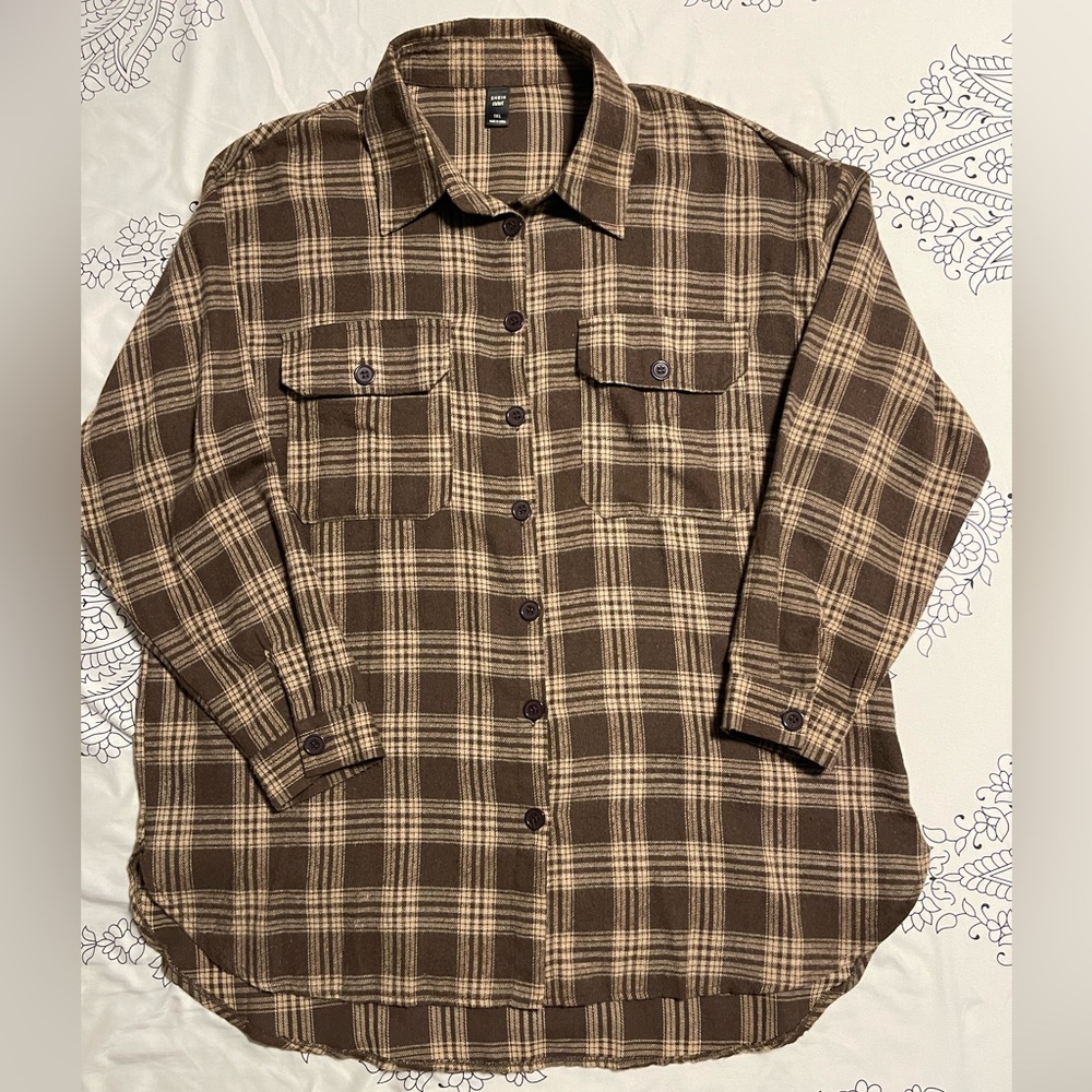 SHEIN Brown Checkered Shirt
